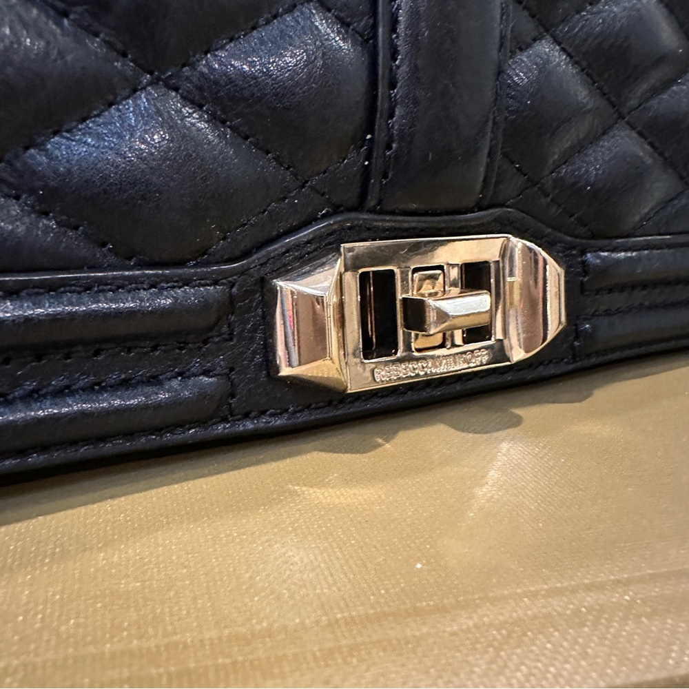 Rebecca Minkoff Love Crossbody Quilted Leather Chain Strap Turn Lock Bag - Picture 2 of 11